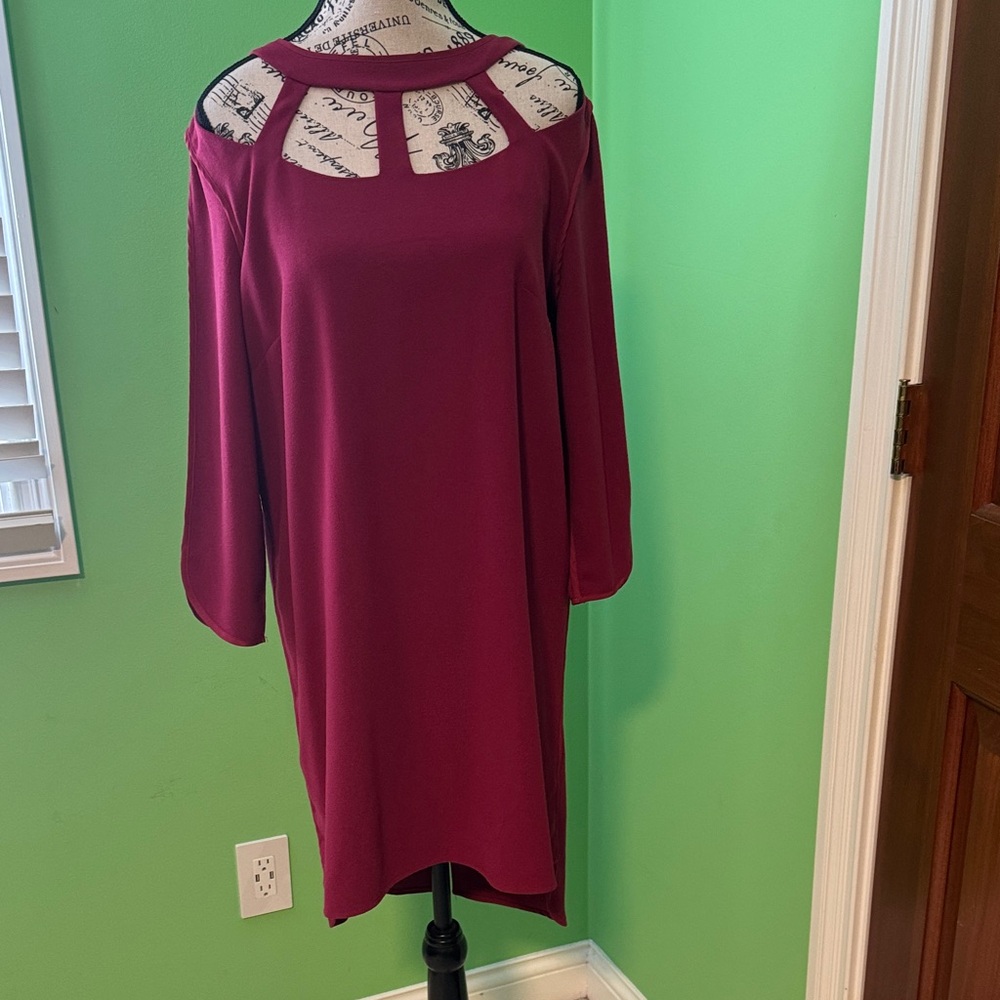 Petticoat Alley Long Sleeve Burgundy Dress